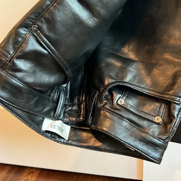 AGOLDE Recycled Leather Relaxed Boot Pant in Detox, Size 27 - Picture 5 of 9